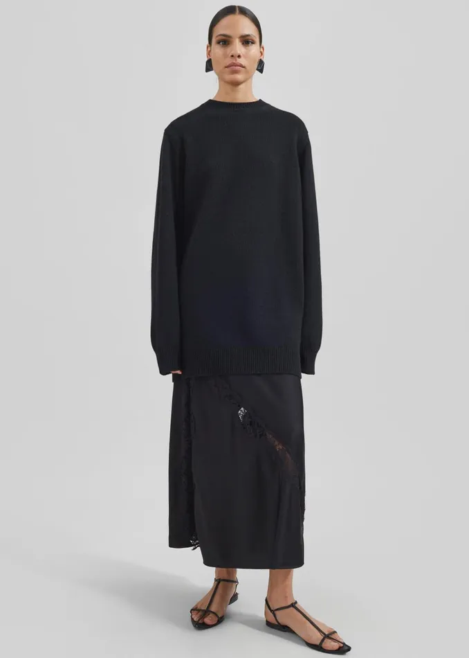 Women Maxime Knit Sweater Dress 8211 Black The Frankie Shop Knitwear