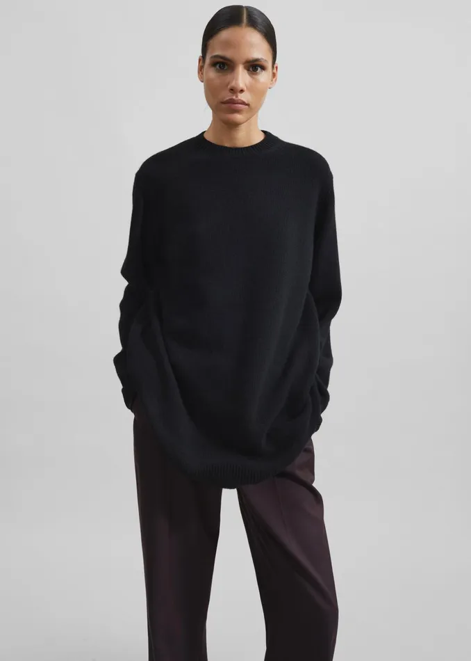 Women Maxime Knit Sweater Dress 8211 Black The Frankie Shop Knitwear
