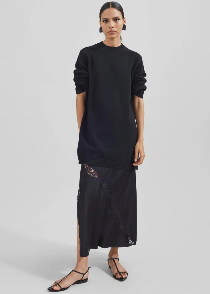 Women Maxime Knit Sweater Dress 8211 Black The Frankie Shop Knitwear