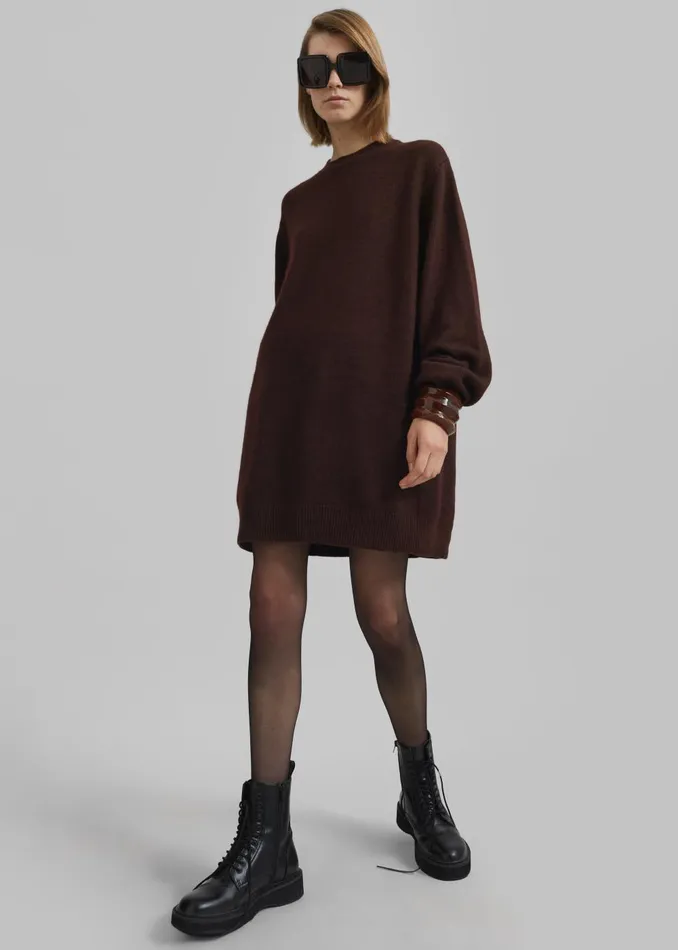 Women Maxime Knit Sweater Dress 8211 Brown The Frankie Shop Knitwear