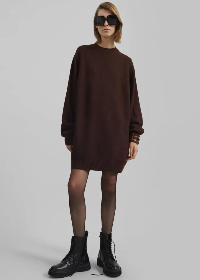 Women Maxime Knit Sweater Dress 8211 Brown The Frankie Shop Knitwear