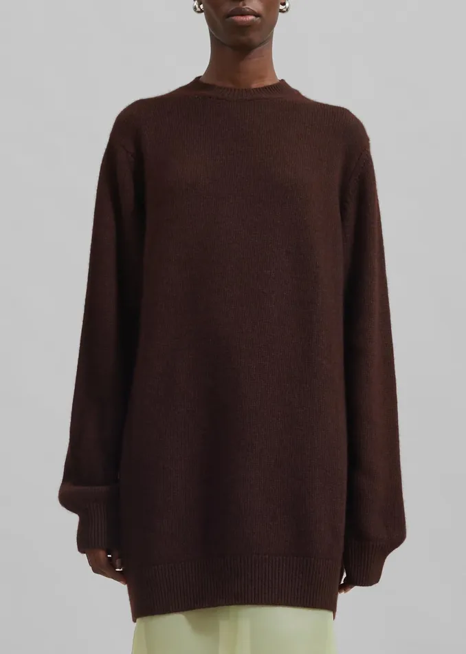 Women Maxime Knit Sweater Dress 8211 Brown The Frankie Shop Knitwear