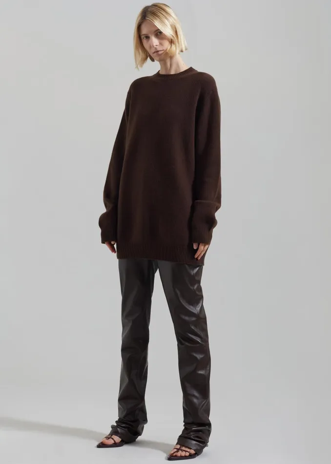 Women Maxime Knit Sweater Dress 8211 Brown The Frankie Shop Knitwear