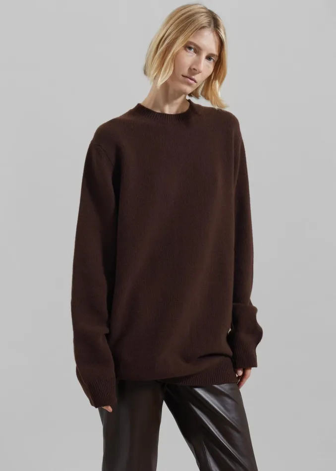 Women Maxime Knit Sweater Dress 8211 Brown The Frankie Shop Knitwear
