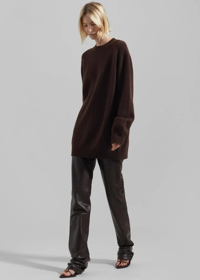 Women Maxime Knit Sweater Dress 8211 Brown The Frankie Shop Knitwear