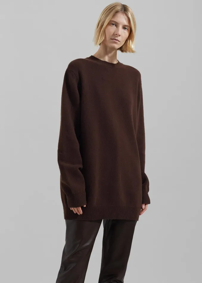Women Maxime Knit Sweater Dress 8211 Brown The Frankie Shop Knitwear