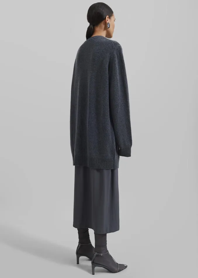 Women Maxime Knit Sweater Dress 8211 Dark Grey Melange The Frankie Shop Knitwear