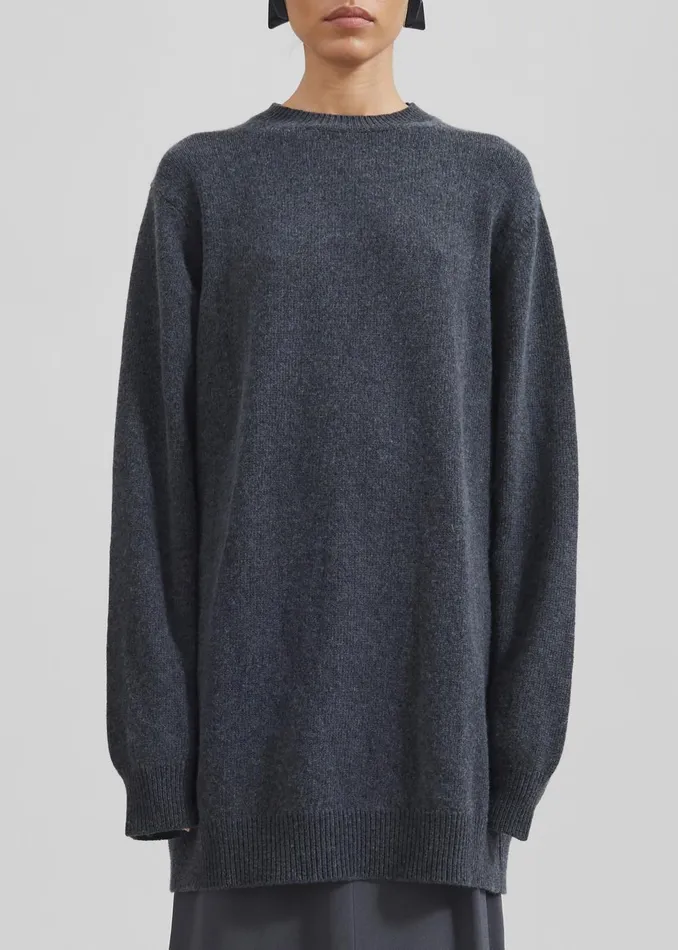 Women Maxime Knit Sweater Dress 8211 Dark Grey Melange The Frankie Shop Knitwear