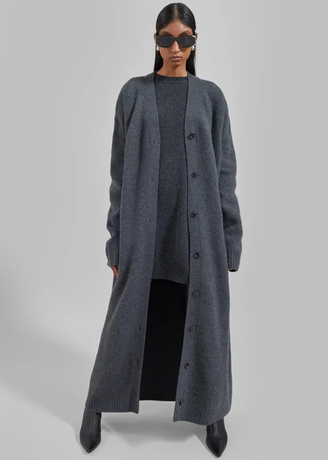 Women Maxime Knit Sweater Dress 8211 Dark Grey Melange The Frankie Shop Knitwear