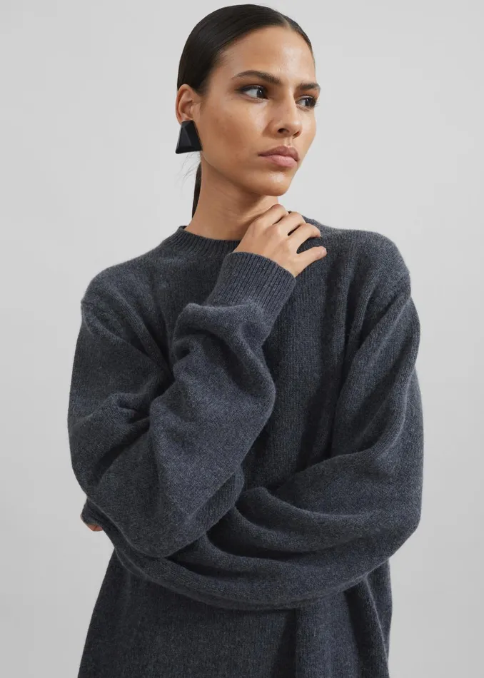 Women Maxime Knit Sweater Dress 8211 Dark Grey Melange The Frankie Shop Knitwear