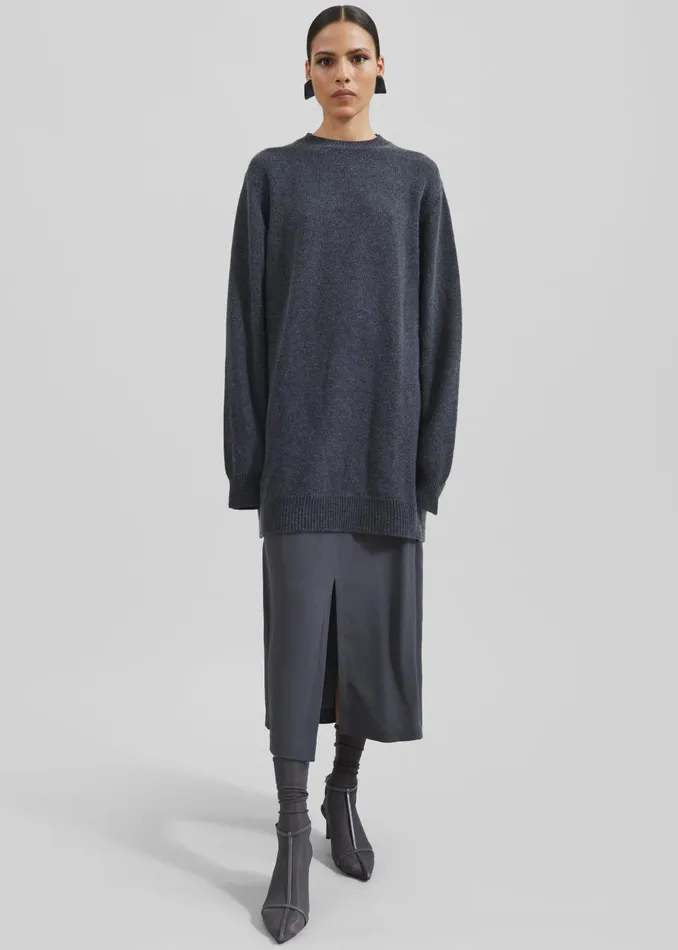 Women Maxime Knit Sweater Dress 8211 Dark Grey Melange The Frankie Shop Knitwear