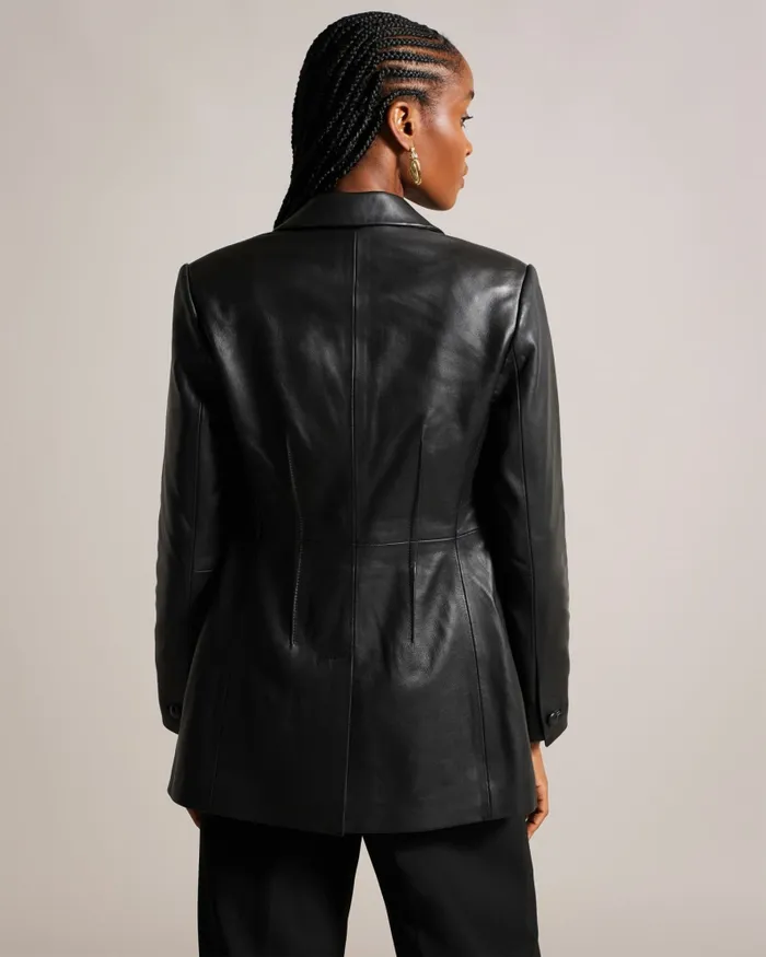 Women MELLIIE 8211 Longline Single Breasted Leather Blazer Black Ted Baker Coats and Jackets Women MELLIIE 8211 Longline Single Breasted Leather Blazer Black Ted Baker Coats and Jackets