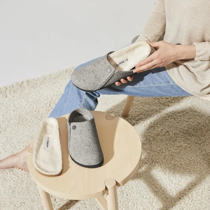 WomenMen Birkenstock Clogs Zermatt Shearling Light Gray