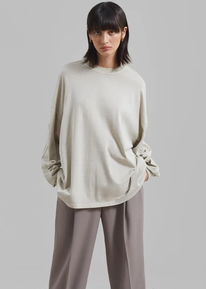 WomenMen Collins Long Sleeve Tee 8211 Beige The Frankie Shop Tops