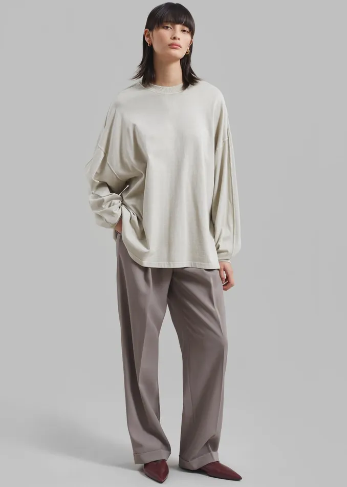 WomenMen Collins Long Sleeve Tee 8211 Beige The Frankie Shop Tops