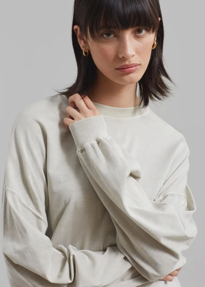 WomenMen Collins Long Sleeve Tee 8211 Beige The Frankie Shop Tops