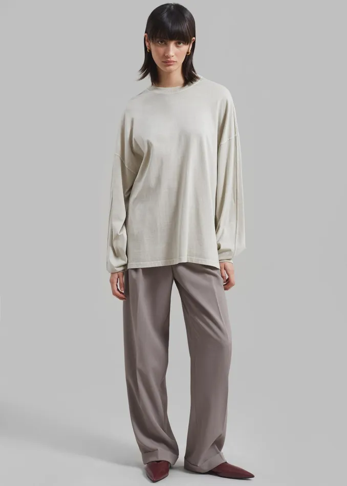 WomenMen Collins Long Sleeve Tee 8211 Beige The Frankie Shop Tops