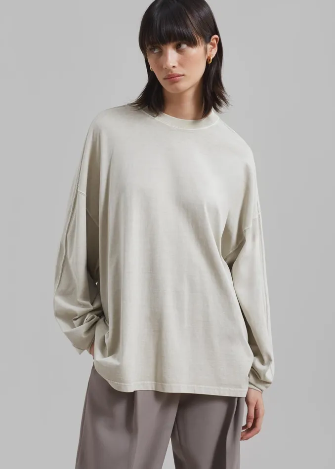 WomenMen Collins Long Sleeve Tee 8211 Beige The Frankie Shop Tops