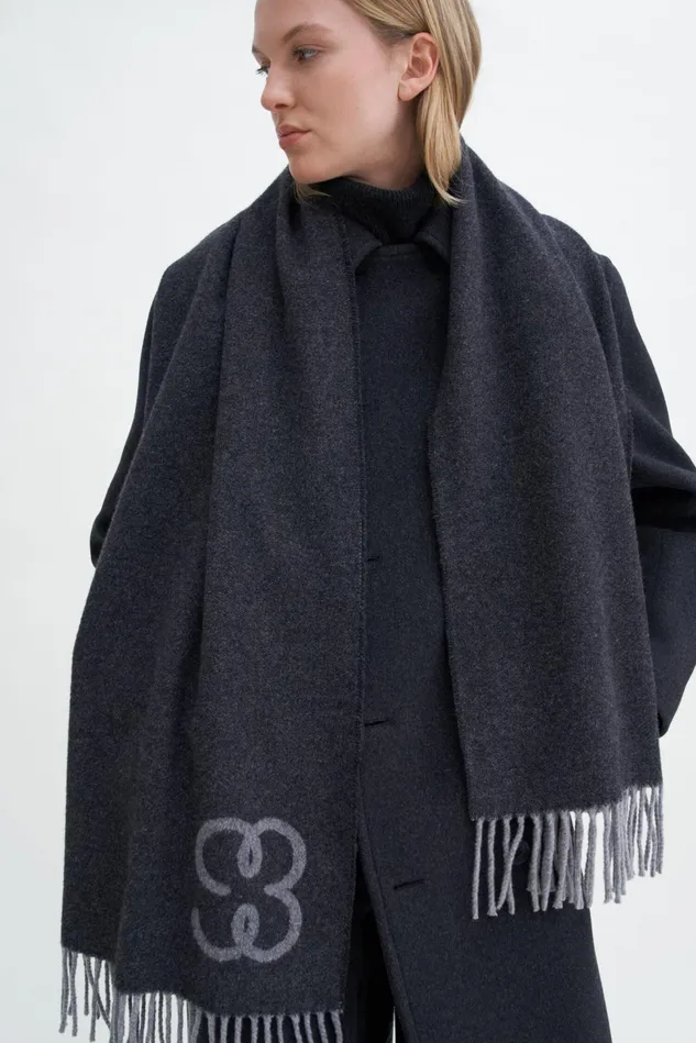 WomenMen Monogram Scarf Anthracite Melange Filippa K Hats and Scarves