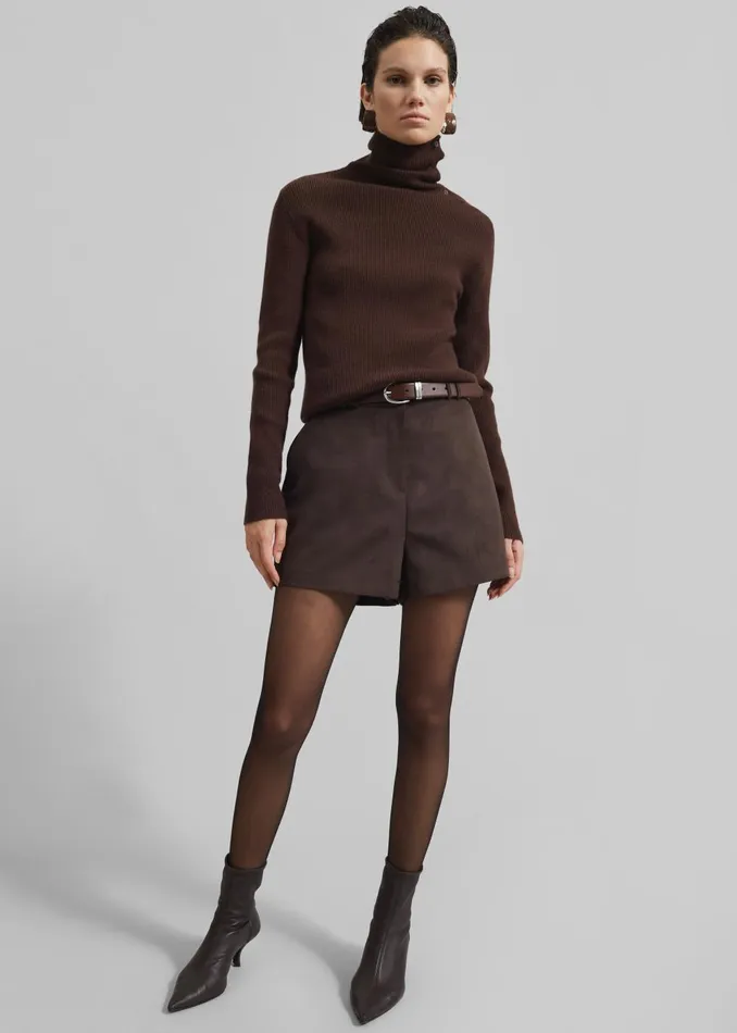 Women Merida Faux Suede Shorts 8211 Brown The Frankie Shop Bottoms