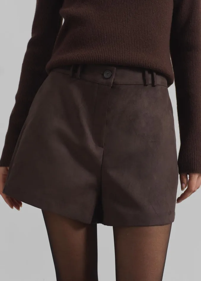 Women Merida Faux Suede Shorts 8211 Brown The Frankie Shop Bottoms