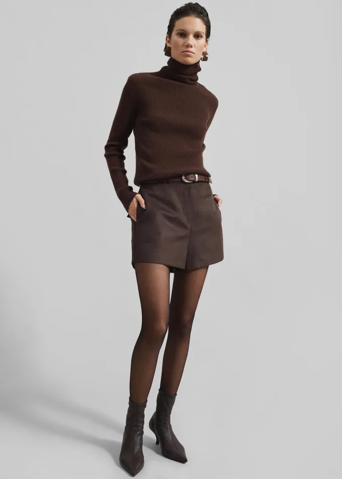 Women Merida Faux Suede Shorts 8211 Brown The Frankie Shop Bottoms
