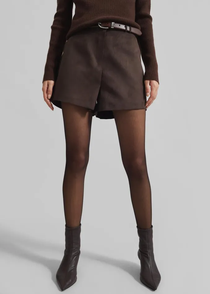 Women Merida Faux Suede Shorts 8211 Brown The Frankie Shop Bottoms