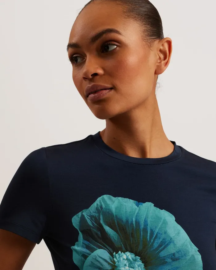 Women MERIDI 8211 Floral Print Detail Fitted TShirt Navy Ted Baker Tops and Blouses Women MERIDI 8211 Floral Print Detail Fitted TShirt Navy Ted Baker Tops and Blouses