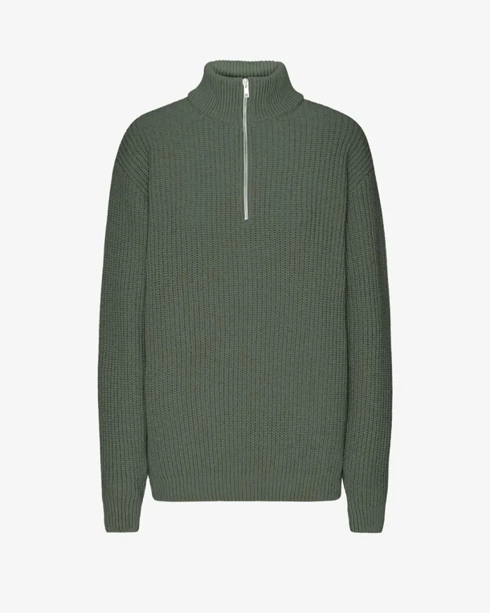 Women Merino Quarter Zip Dusty Olive Colorful Standard Knit Sweaters