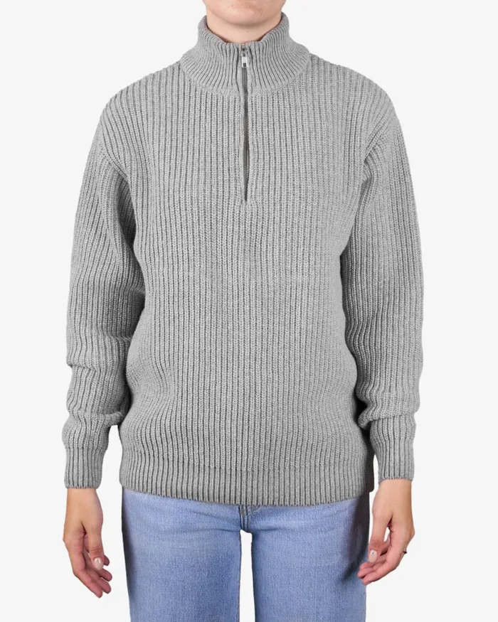 Women Merino Quarter Zip Dusty Olive Colorful Standard Knit Sweaters