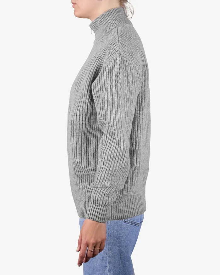 Women Merino Quarter Zip Dusty Olive Colorful Standard Knit Sweaters