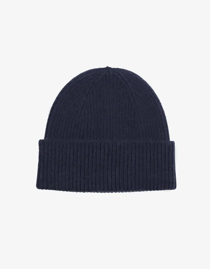 Women Merino Wool Beanie Navy Blue Colorful Standard Beanies