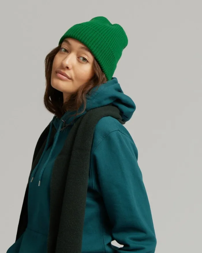 Women Merino Wool Beanie Navy Blue Colorful Standard Beanies