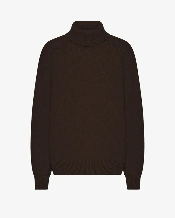 Women Merino Wool Turtleneck Coffee Brown Colorful Standard Knit Sweaters