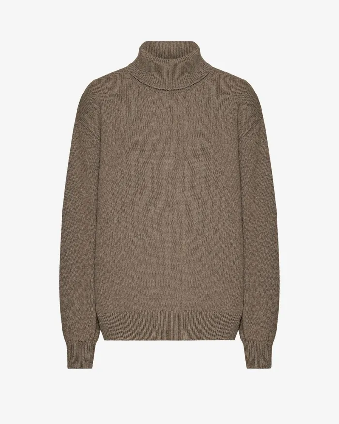 Women Merino Wool Turtleneck Warm Taupe Colorful Standard Knit Sweaters