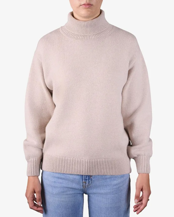 Women Merino Wool Turtleneck Warm Taupe Colorful Standard Knit Sweaters