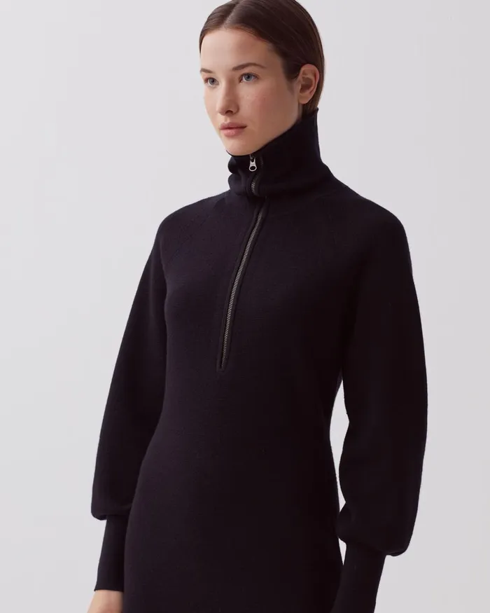 Women Merino Wool ZipUp Mini Dress Black Beauty Comptoir Des Cotonniers Dresses and Jumpsuits Women Merino Wool ZipUp Mini Dress Black Beauty Comptoir Des Cotonniers Dresses and Jumpsuits