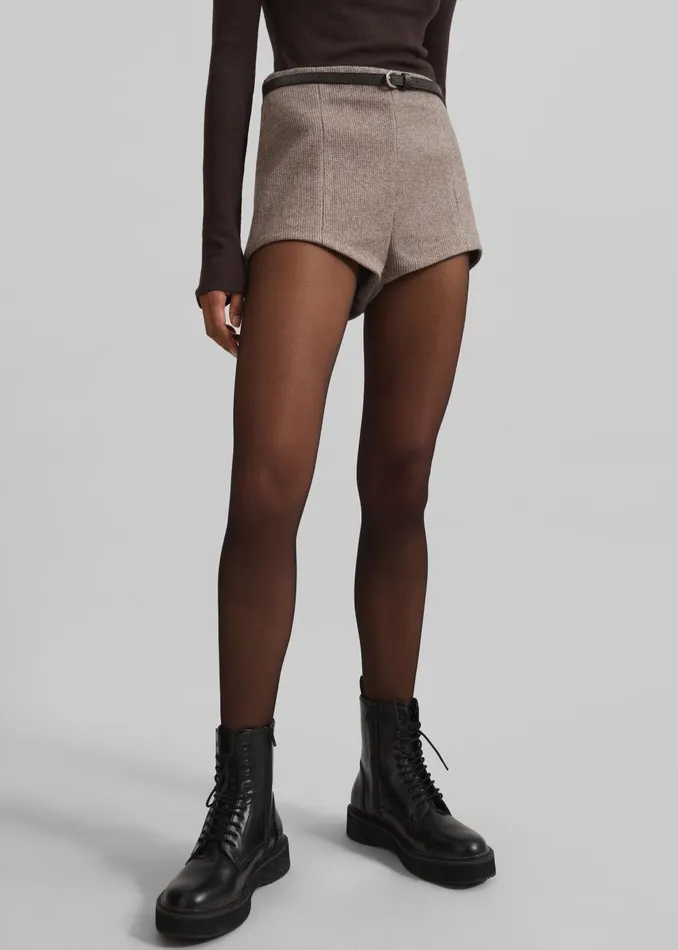 Women Mevra Houndstooth Hot Pants 8211 Light Brown The Frankie Shop Bottoms