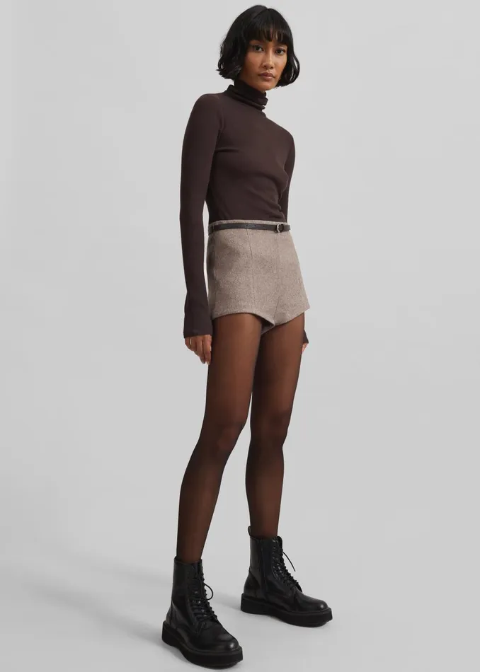 Women Mevra Houndstooth Hot Pants 8211 Light Brown The Frankie Shop Bottoms
