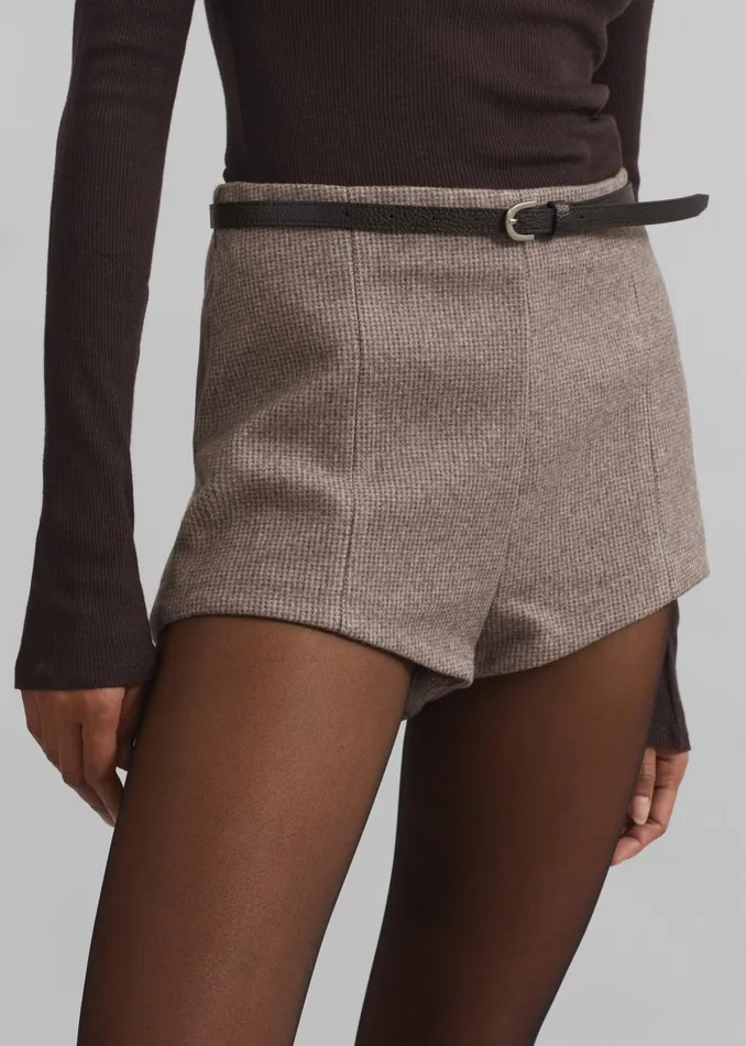Women Mevra Houndstooth Hot Pants 8211 Light Brown The Frankie Shop Bottoms