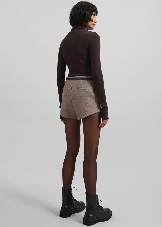Women Mevra Houndstooth Hot Pants 8211 Light Brown The Frankie Shop Bottoms