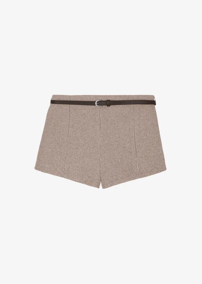 Women Mevra Houndstooth Hot Pants 8211 Light Brown The Frankie Shop Bottoms
