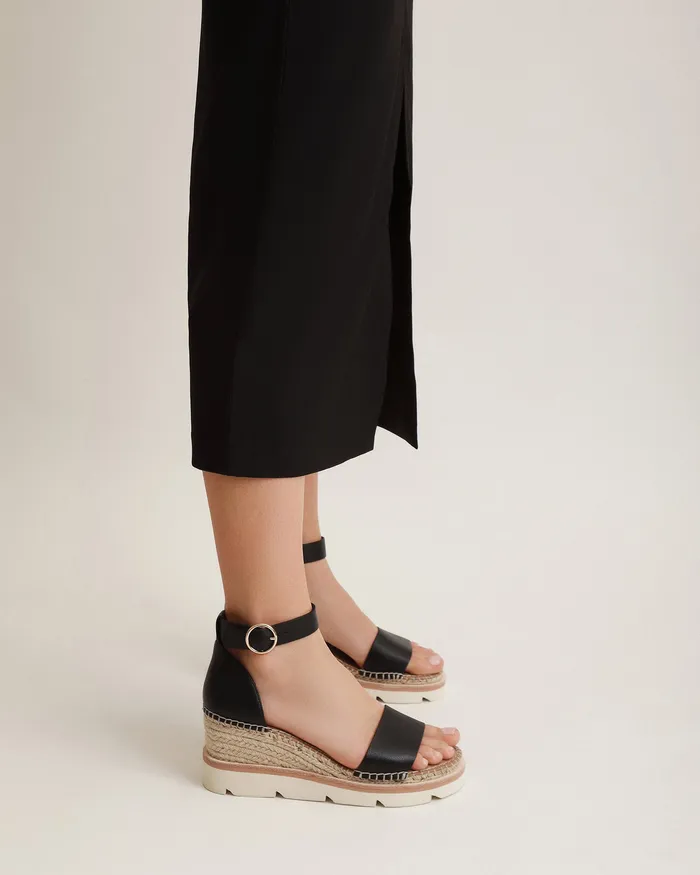 Women MID SANDALS jomercer Kelly mid heel wedges black white