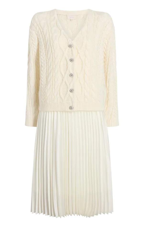Women Midi Cinq Sept Amandine Cardigan Dress Ivory