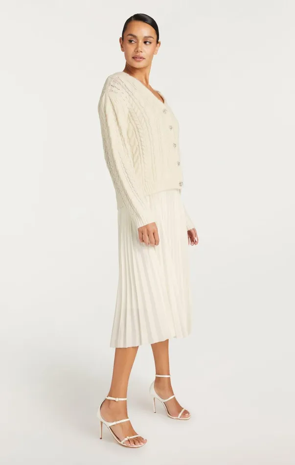 Women Midi Cinq Sept Amandine Cardigan Dress Ivory