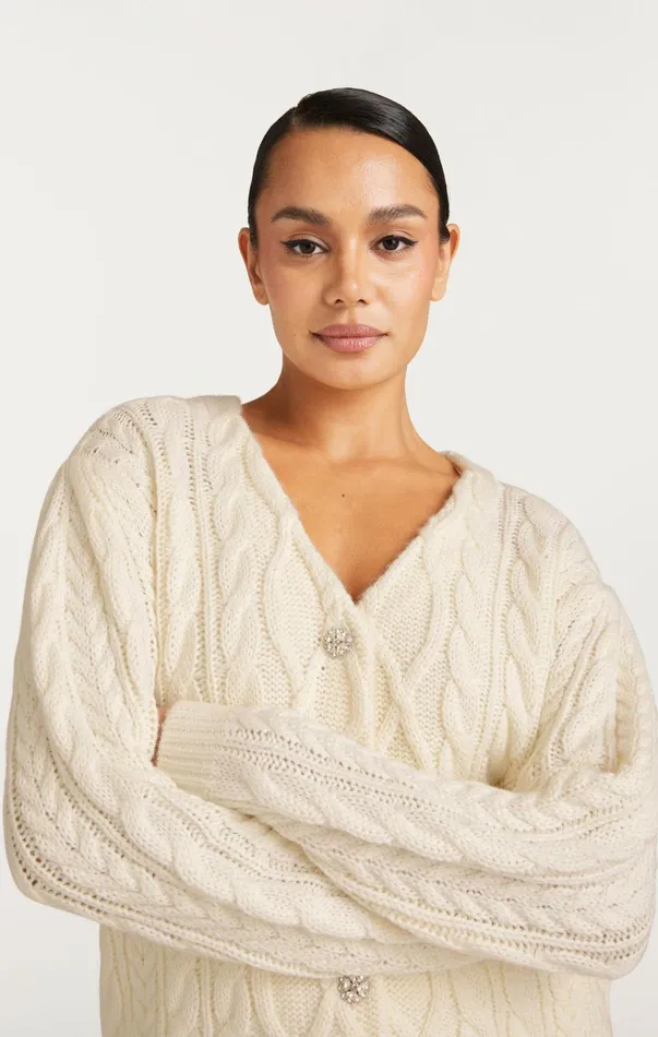 Women Midi Cinq Sept Amandine Cardigan Dress Ivory