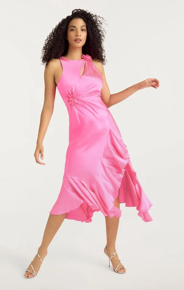 Women Midi Cinq Sept Cates Dress Electric Pink