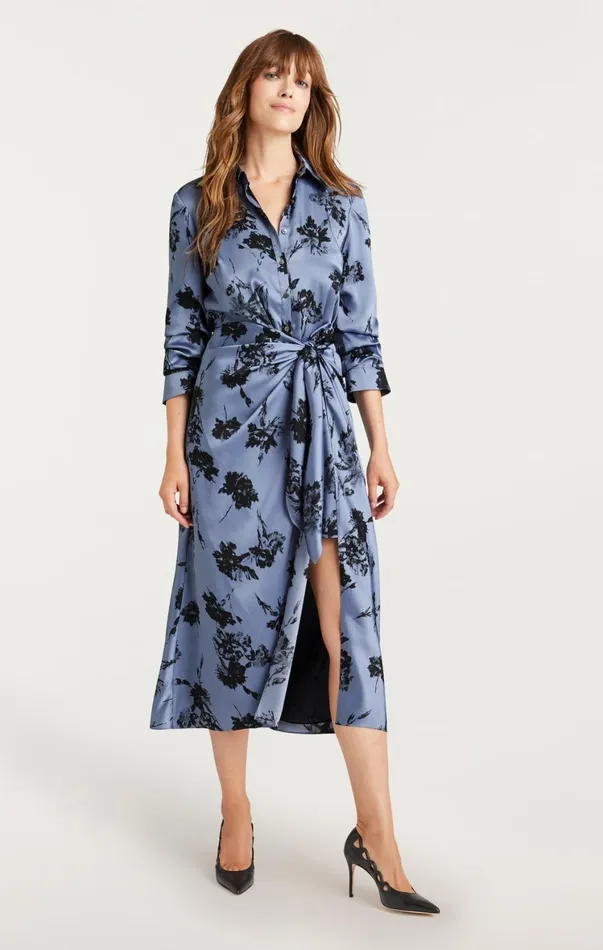 Women Midi Cinq Sept Cool Carnation Jacey Dress Rustic Blue Multi