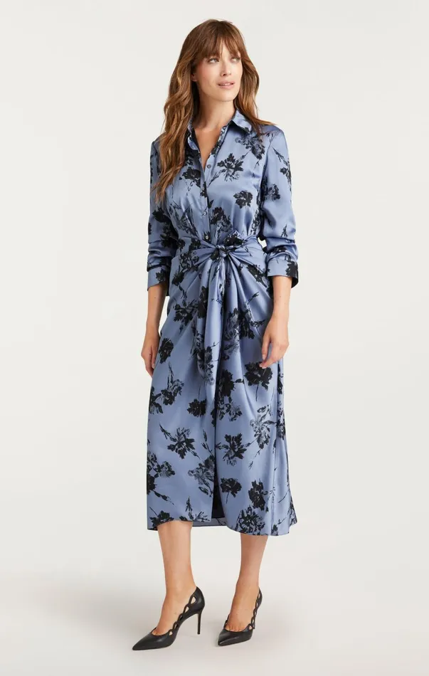 Women Midi Cinq Sept Cool Carnation Jacey Dress Rustic Blue Multi