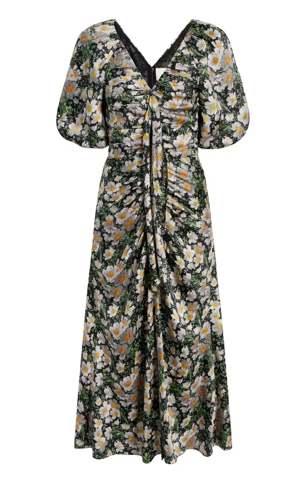 Women Midi Cinq Sept Cosmo Flowers Brenton Dress Blacklondon Fog